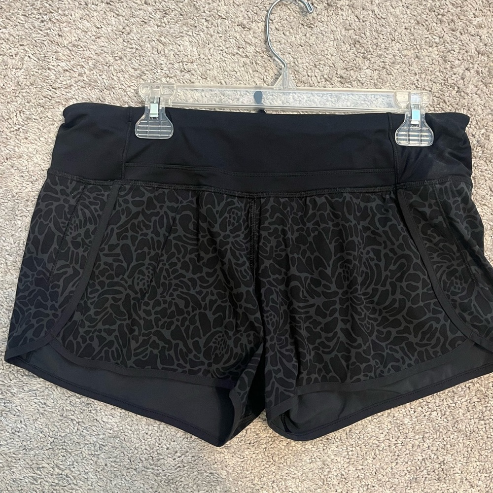 Lululemon Black Athletic Shorts with floral design